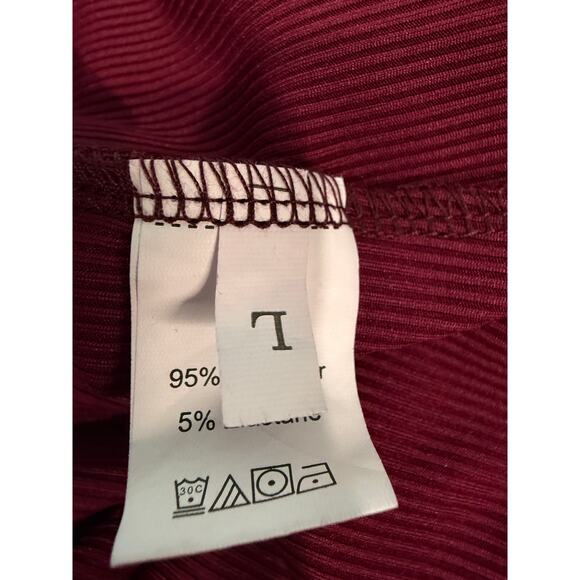 Burgundy Ribbed Long Button‑Front Cardigan L Patch Pockets NWOT - Picture 5 of 6